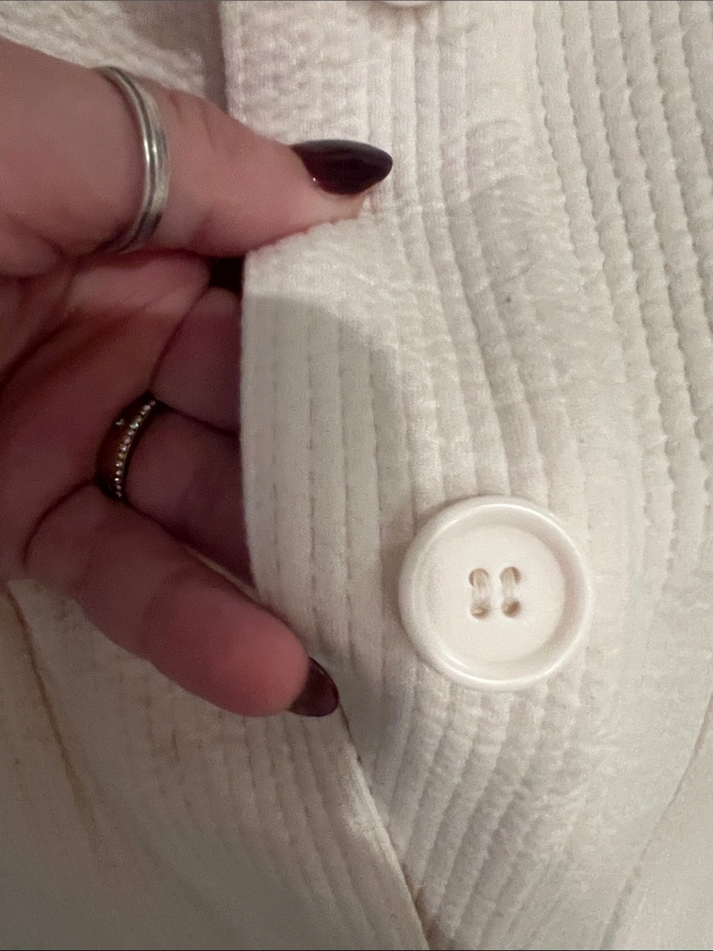 Max Studio Cream Button-Front Textured Jacket - Picture 3 of 7